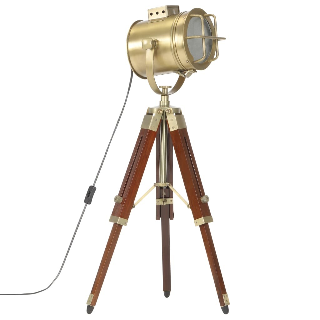 tinkaro Stativlampe HASHIM Mango-Massivholz/Stahl Stehlampe Braun/Messing