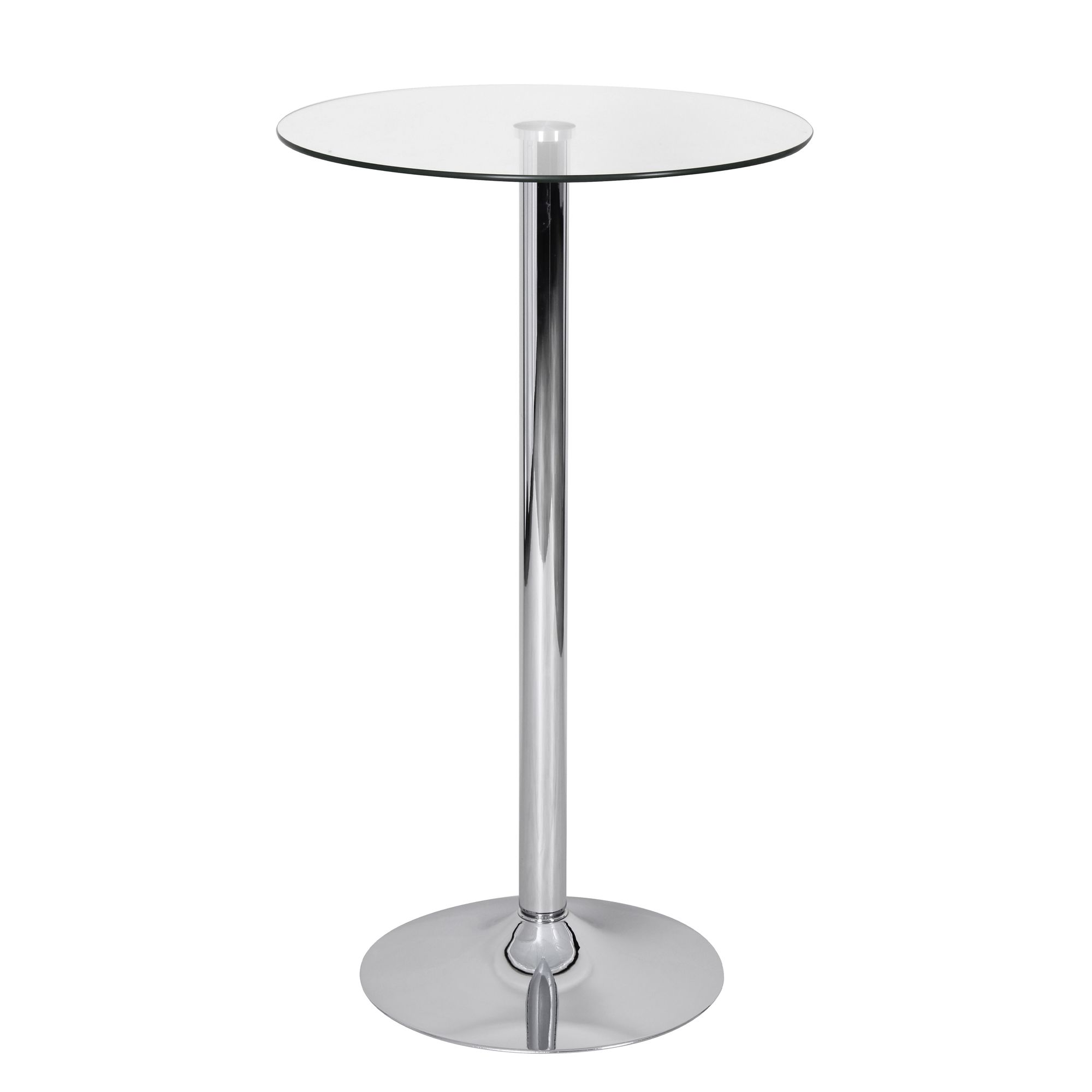 AMSTYLE Stehtisch ZAMORA II Bistrotisch rund Glasplatte Farbe Silber Bartisch Design