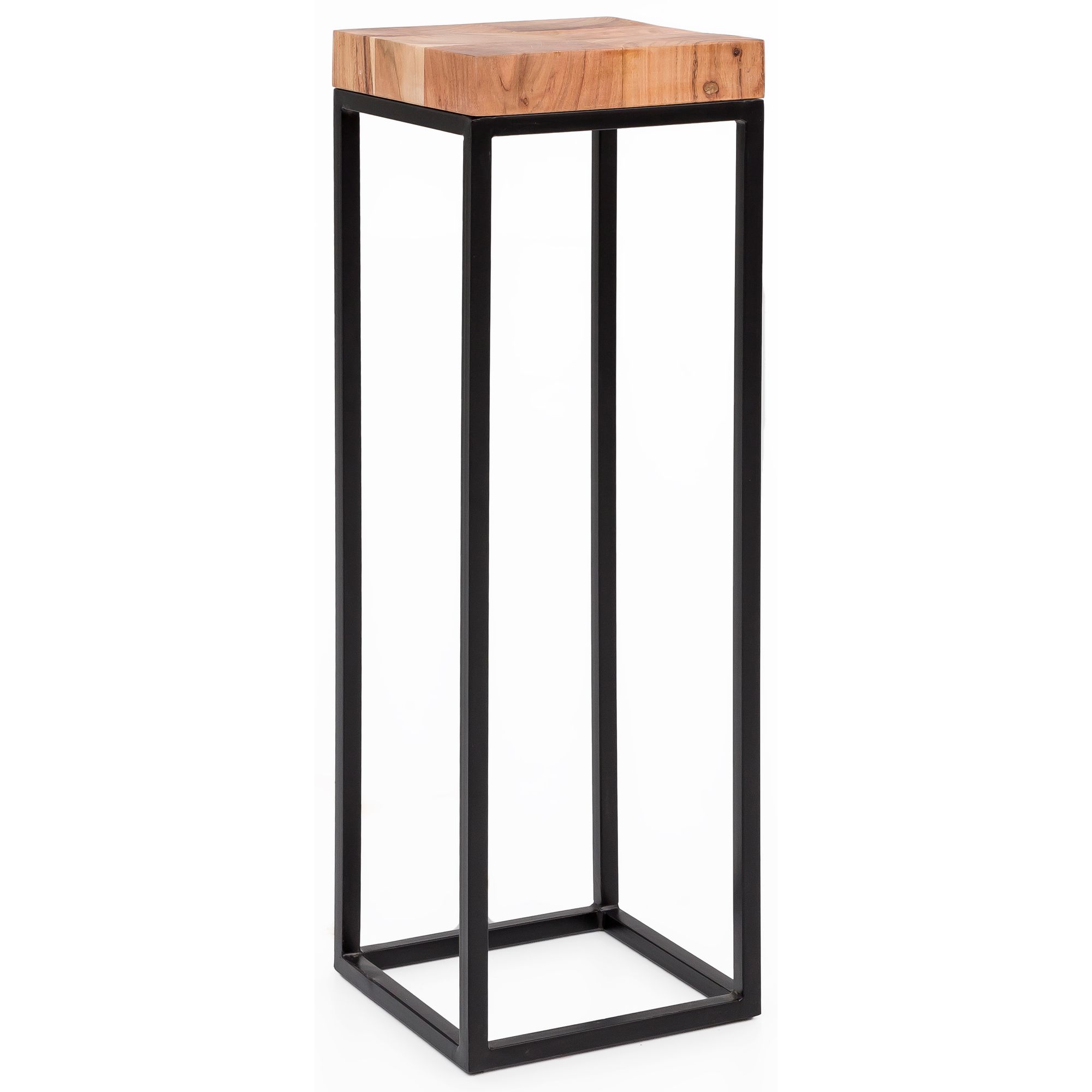 WOHNLING Beistelltisch 30 x 97 x 30 cm Akazie Metall Anstelltisch Hoch | Industrial Style
