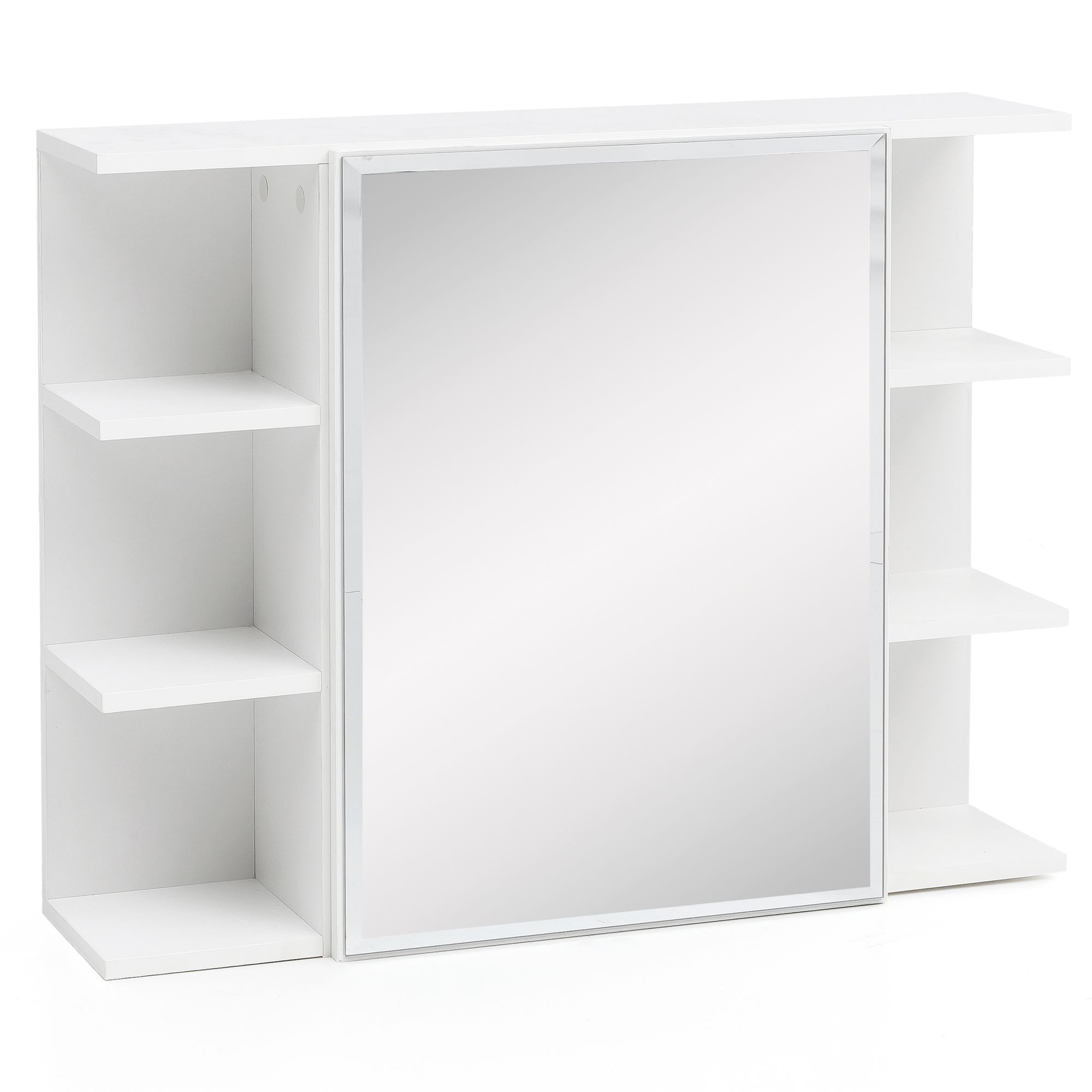 WOHNLING Hängeschrank Weiß 80x64,5x20cm Spiegelschrank Modern Badregal