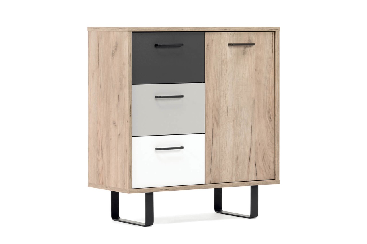 finori Kommode Orlando 80 cm Dekor Grey Craft Oak Farbmix Wohnzimmerkommode