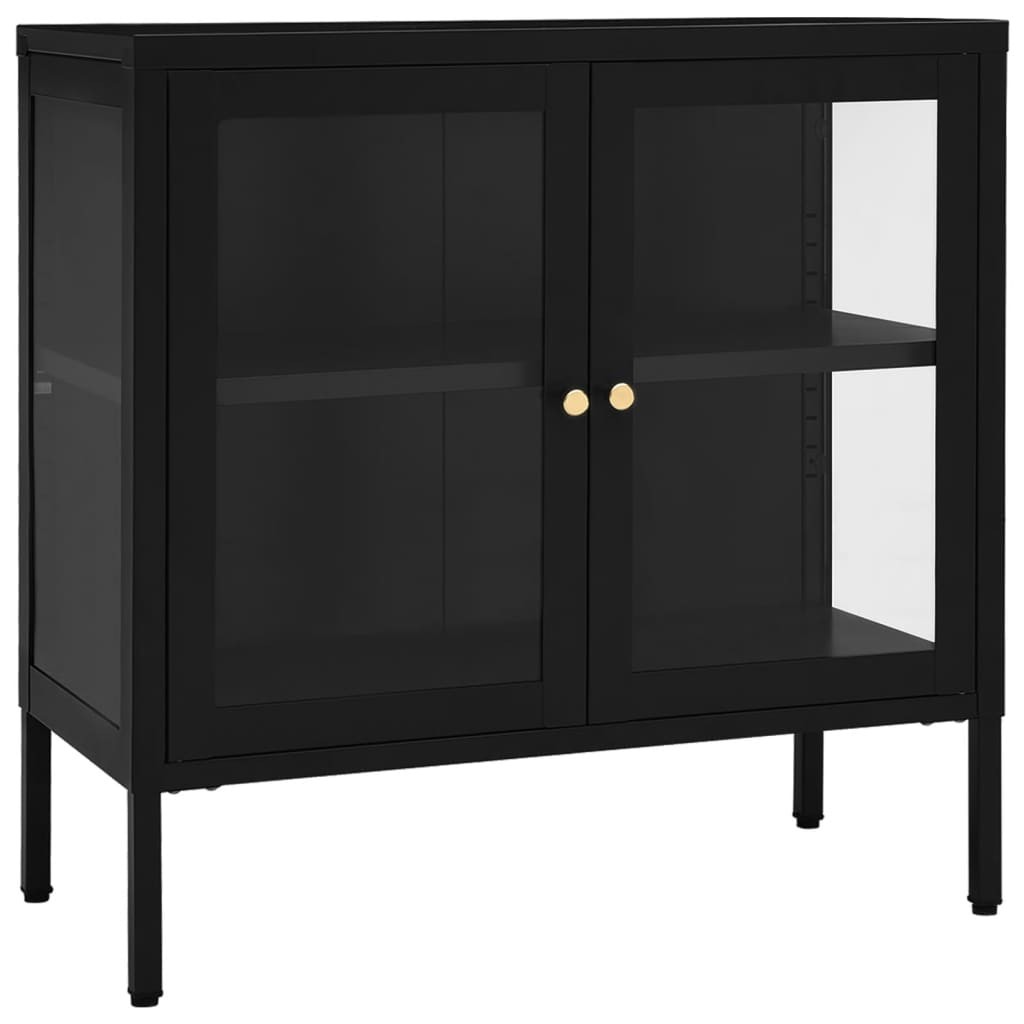 tinkaro Sideboard ABDES Stahl und Glas Kommode Schwarz