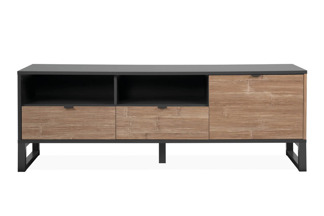 finori TV Sumatra Anthrazit / Bambus Industrial-Look 160 cm Fernsehschrank
