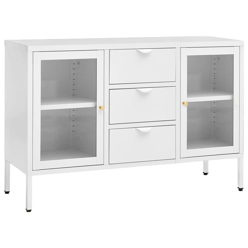 tinkaro Sideboard ALKETAS Stahl und Hartglas Kommode Weiß