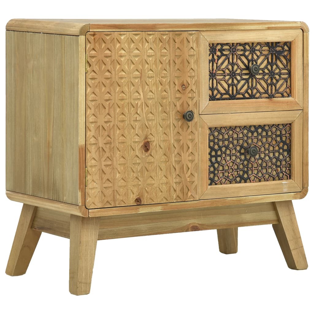 tinkaro Beistellschrank braun LINA Holzkommode mit Schnitzmuster Sideboard