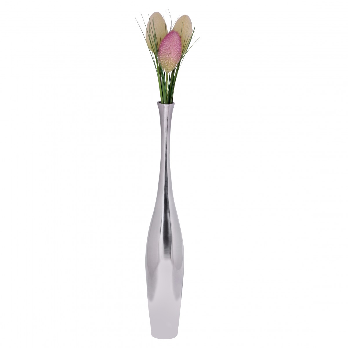WOHNLING Deko Vase groß BOTTLE S Aluminium modern mit 1 Öffnung in Silber