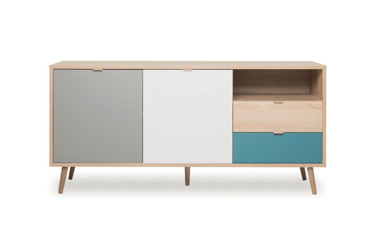 finori Sideboard Cuba 150 cm Dekor Sonoma Eiche / Tricolor Lowboard