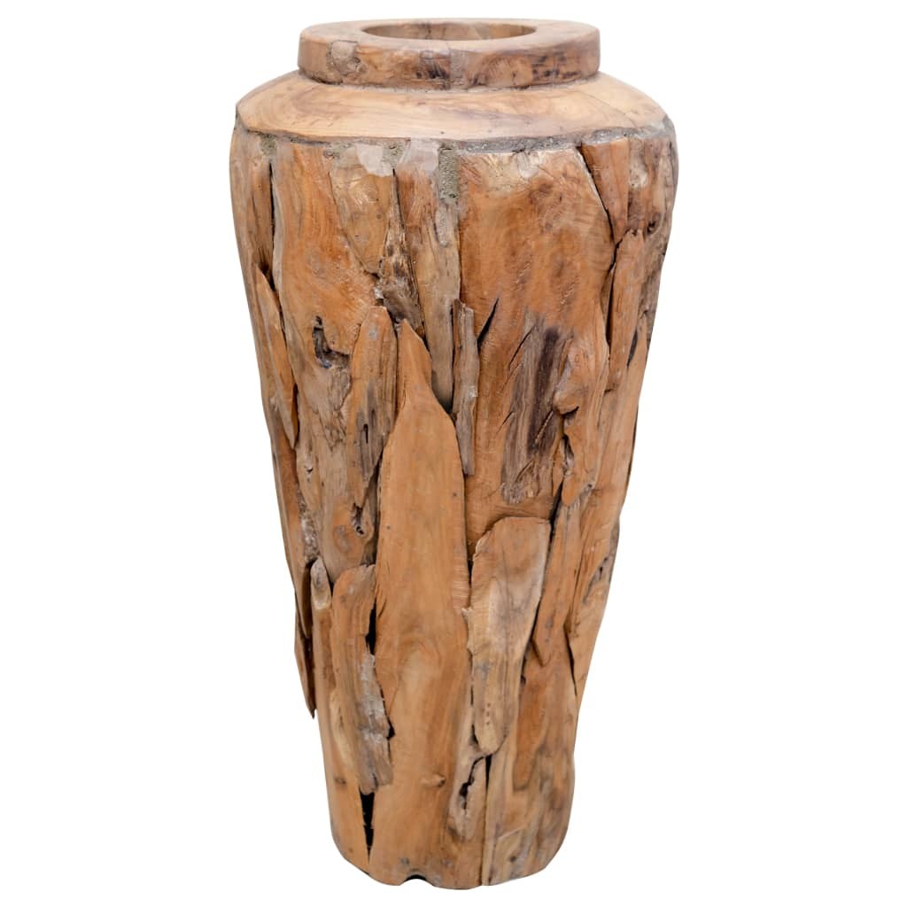 tinkaro Deko-Vase IOANA Massivholz Teak Standvase Braun