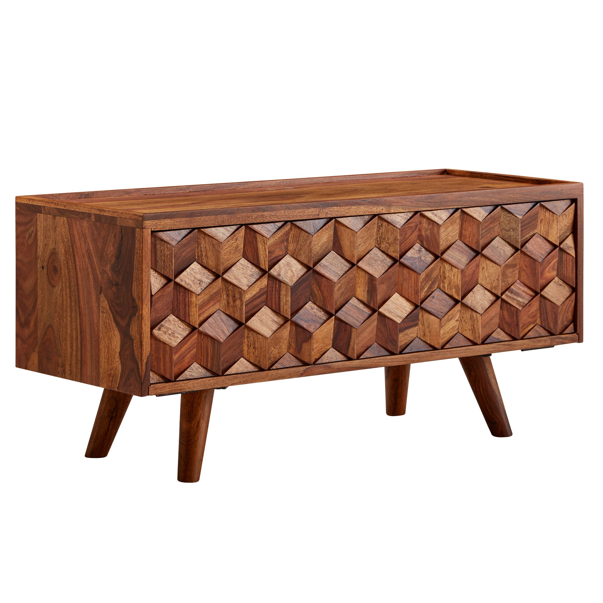 tinkaro TV-Kommode SAMIR Sheesham Massivholz Lowboard Braun