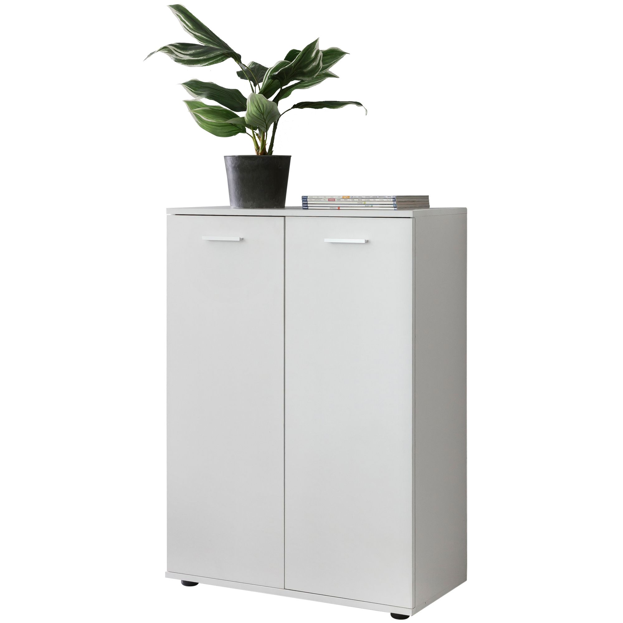WOHNLING Kommode SVENJA mit 2 Türen Mehrzweckschrank Weiß