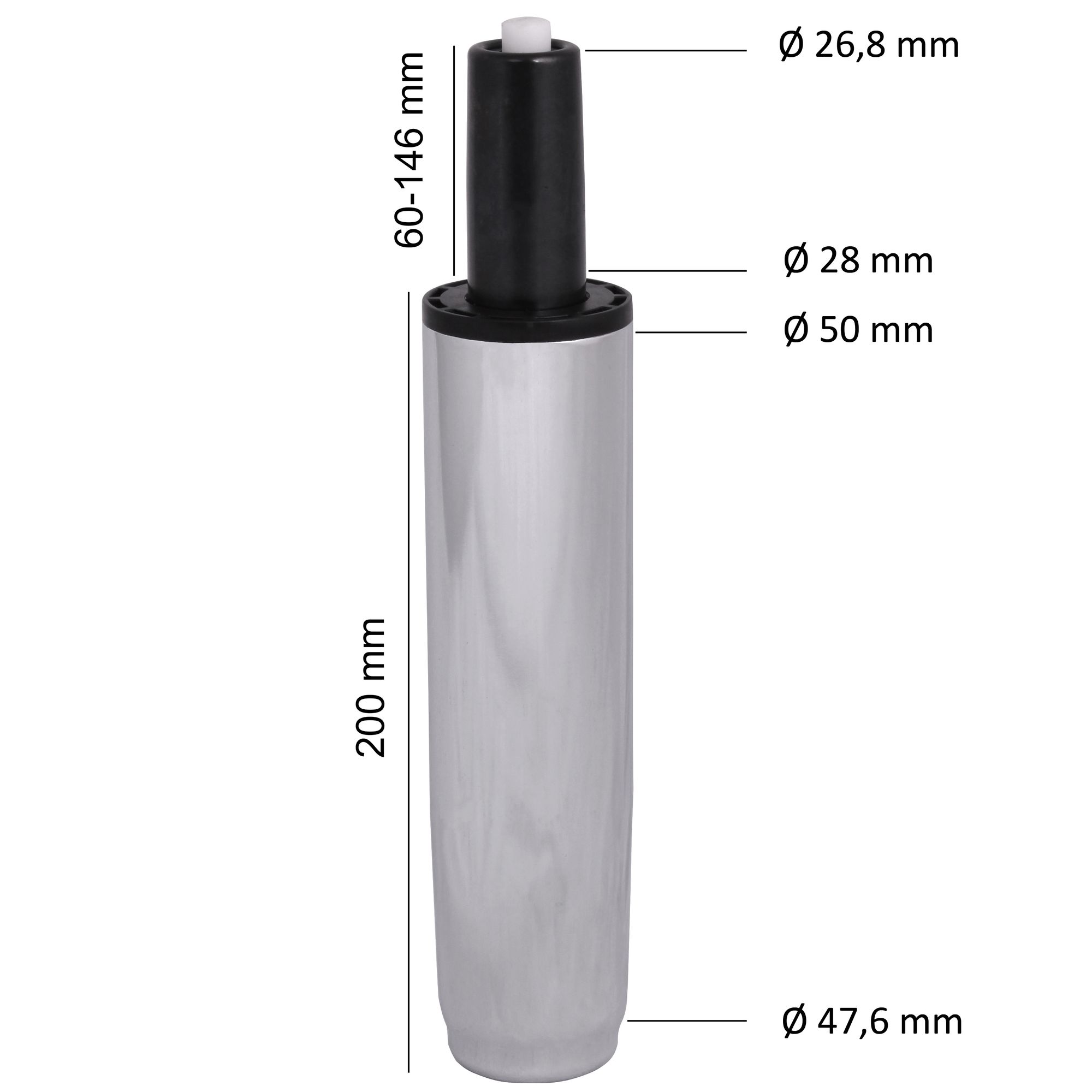 Amstyle Gasdruckfeder Bürostuhl GASDRUCKDÄMPFER GASFEDER 195mm / 50mm Chrom