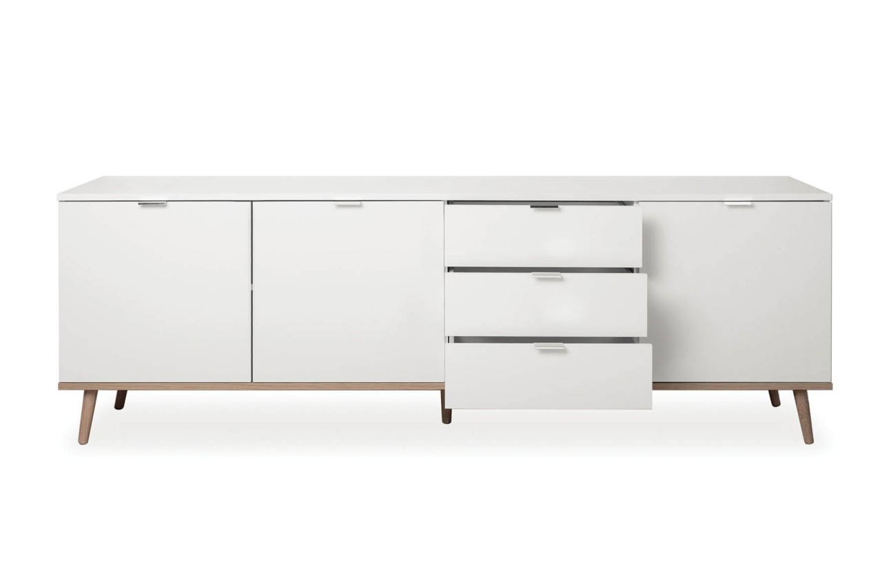 finori Sideboard Göteborg 200 cm weiß Dekor Sonoma Eiche Kommode