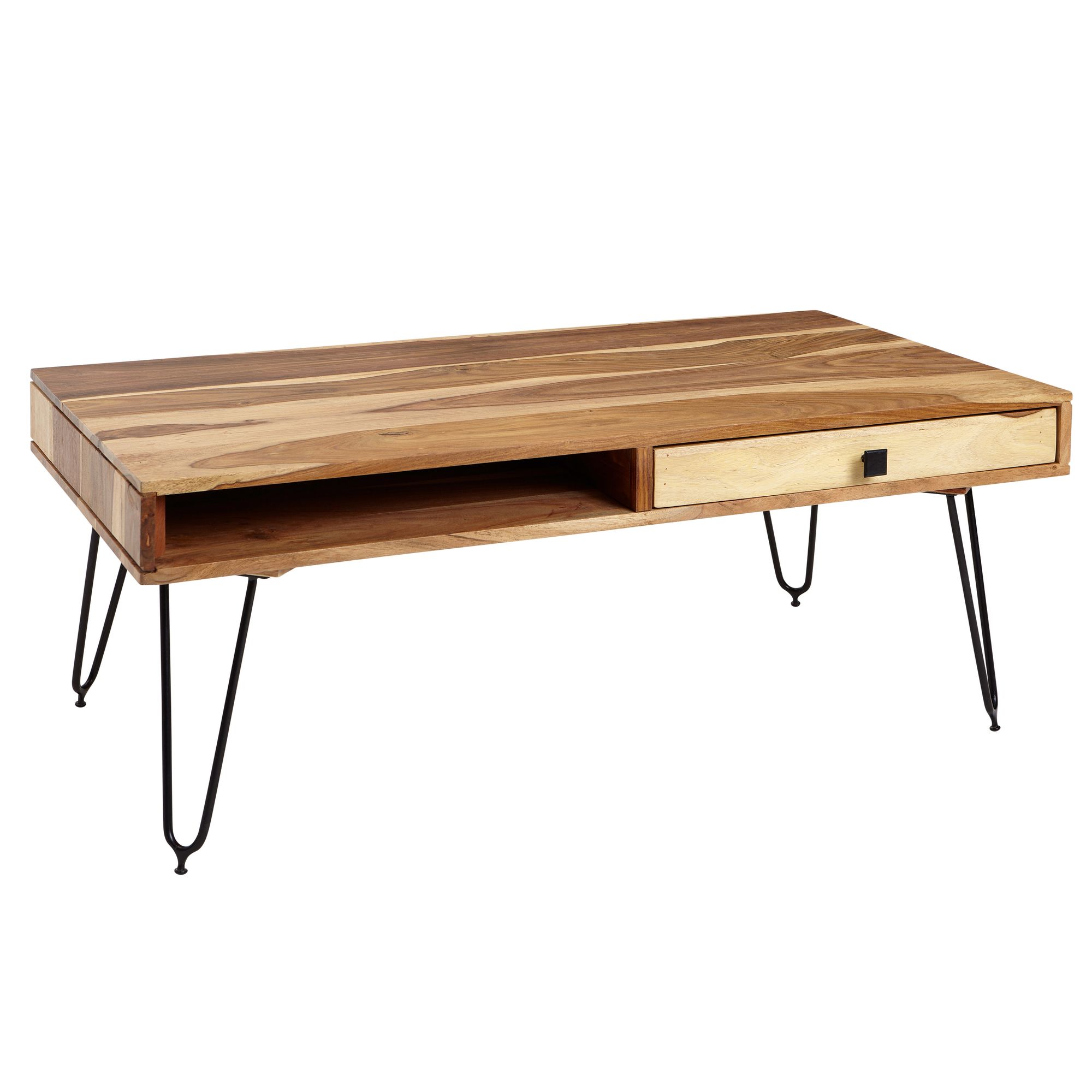 WOHNLING Couchtisch BAGLI Massiv-Holz Akazie 110 cm breit