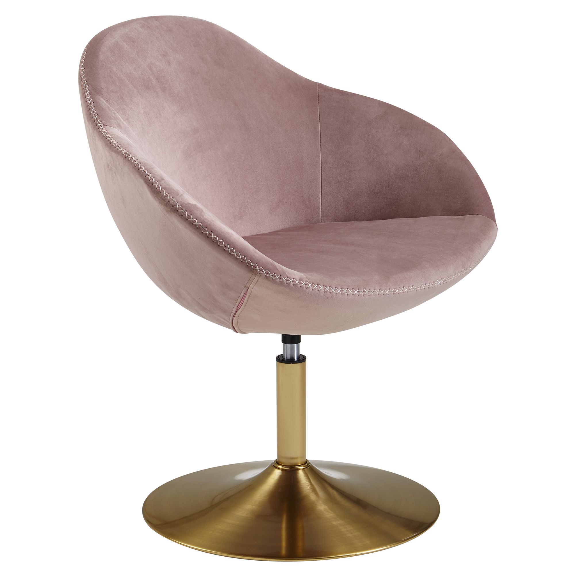 WOHNLING Loungesessel SARIN Samt Rosa / Gold Design Drehstuhl