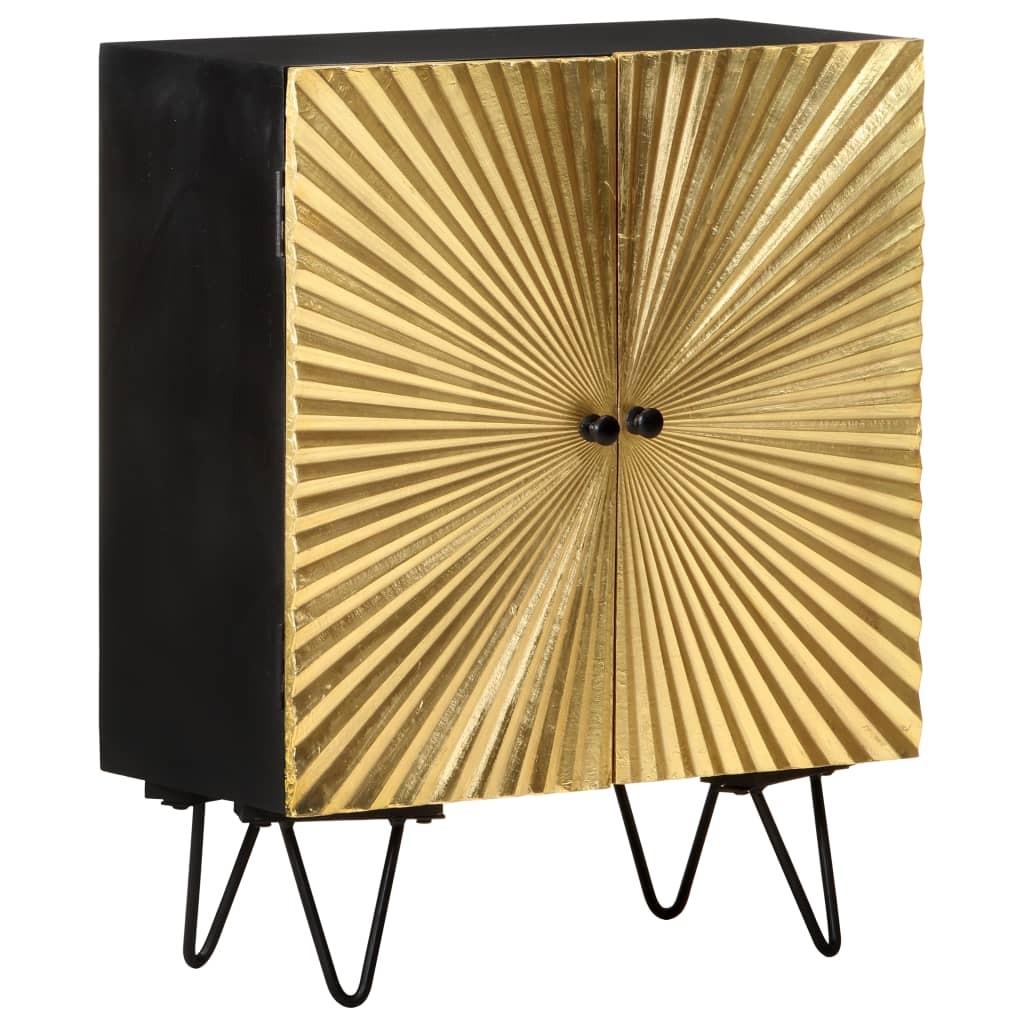 tinkaro Kommode CAMILLA Massivholz Mango Sideboard Gold/Schwarz