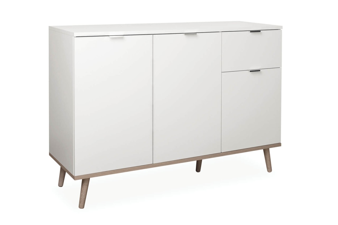 finori Kommode Göteborg 120 cm weiß Dekor Sonoma Eiche Wohnzimmerkommode
