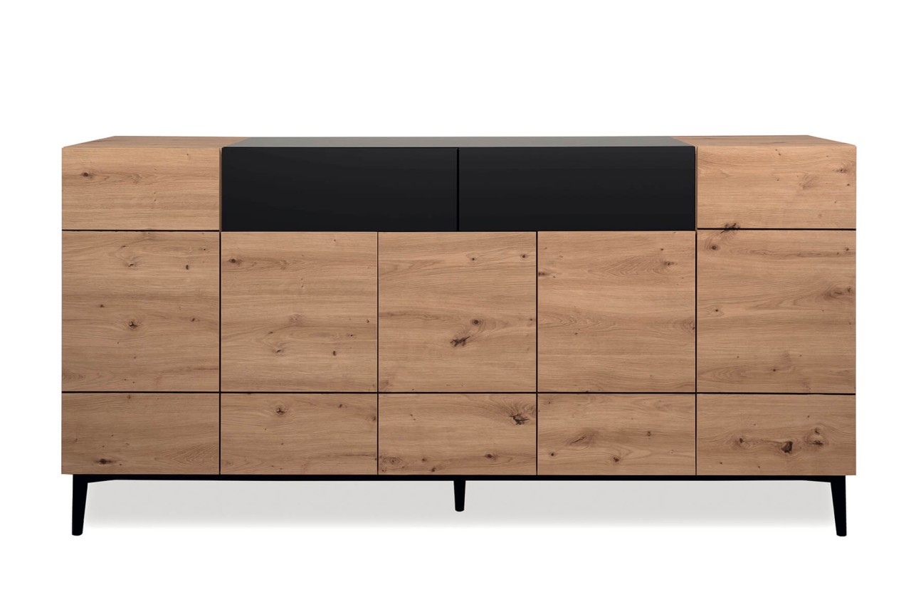 finori Sideboard Nola 180 cm Dekor Artisan Oak schwarz Kommode