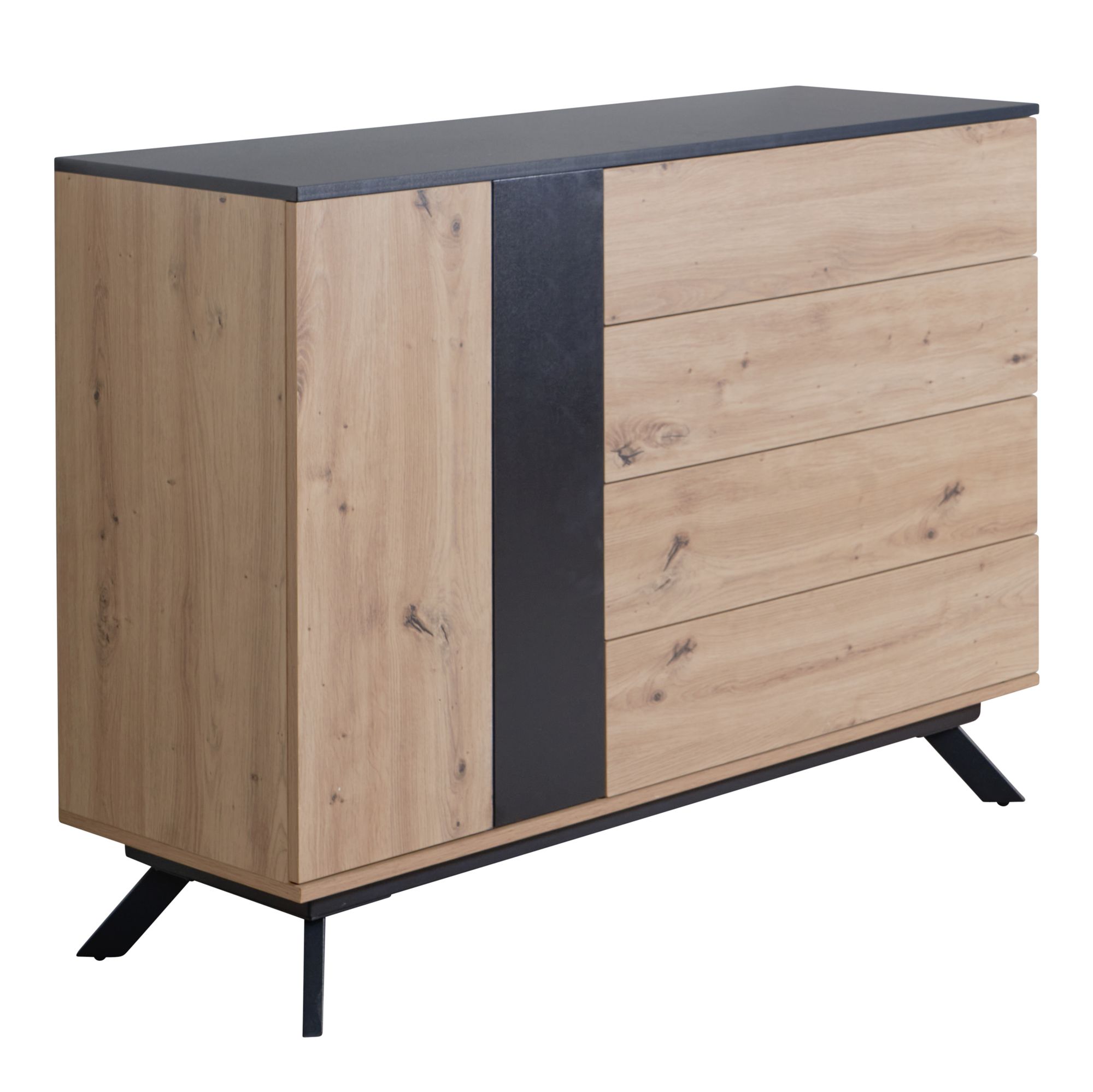 Wohnling Sideboard 110x87x40 cm MDF Anrichte in Eiche-Dekor / Schwarz