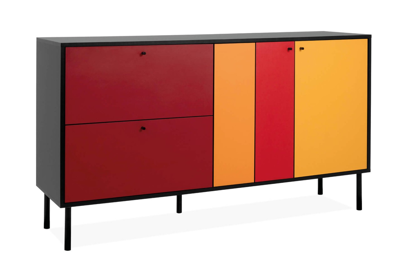 finori Sideboard Lucca 145,5 cm Schwarz / Multicolor Kommode Mehrfarbig