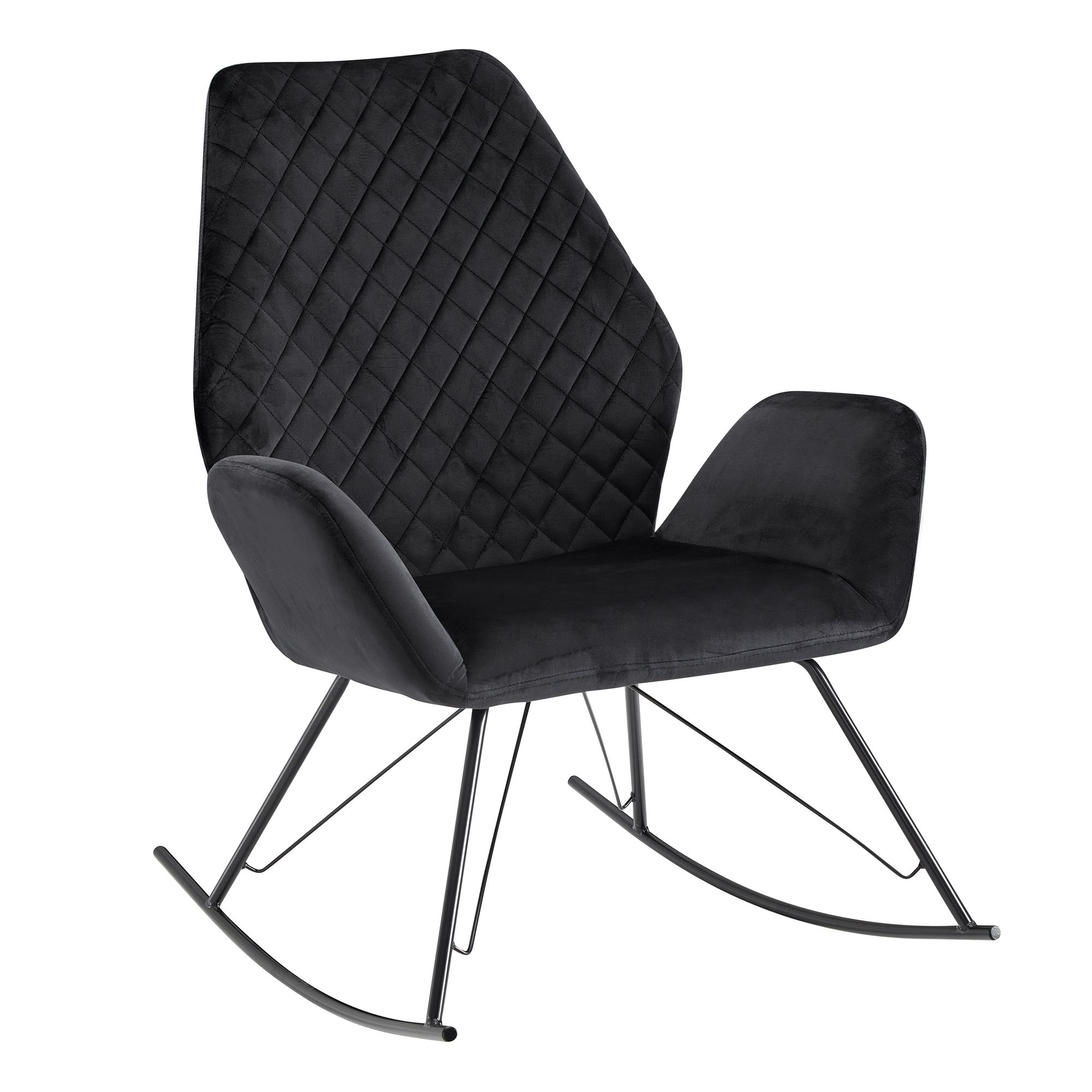 WOHNLING Schaukelstuhl Schwarz Design Relaxsessel Schwingsessel
