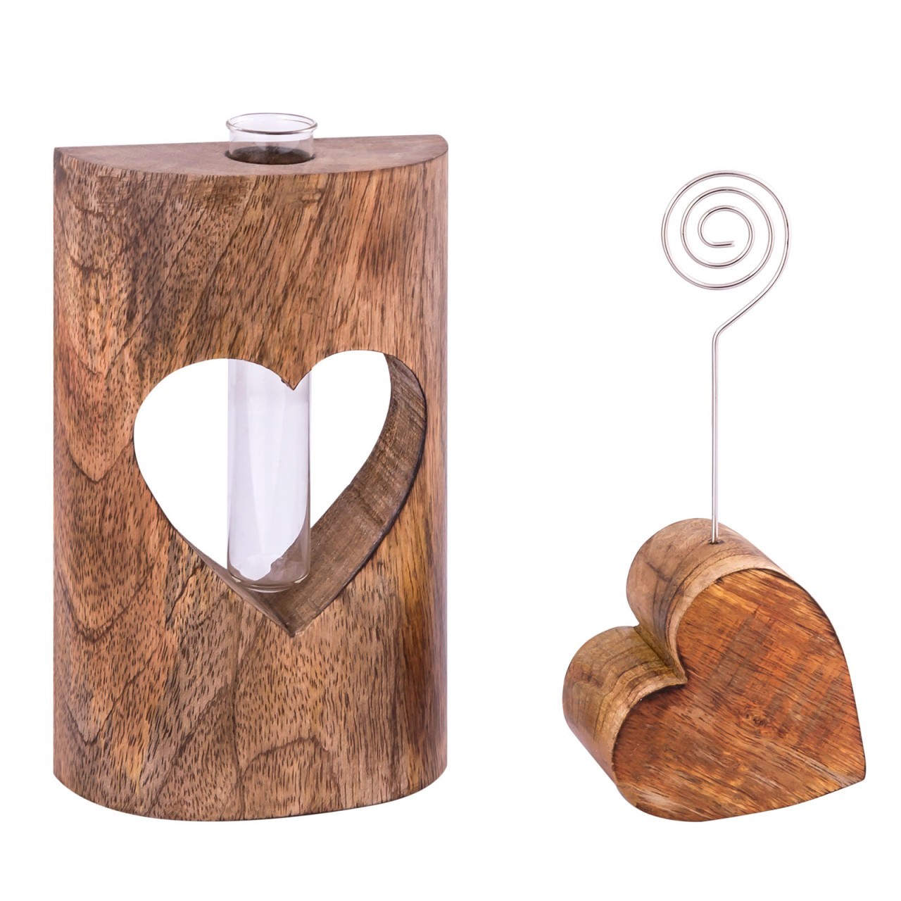 tinkaro Blumenvase GIROLAMO Mangoholz Kartenhalter Braun