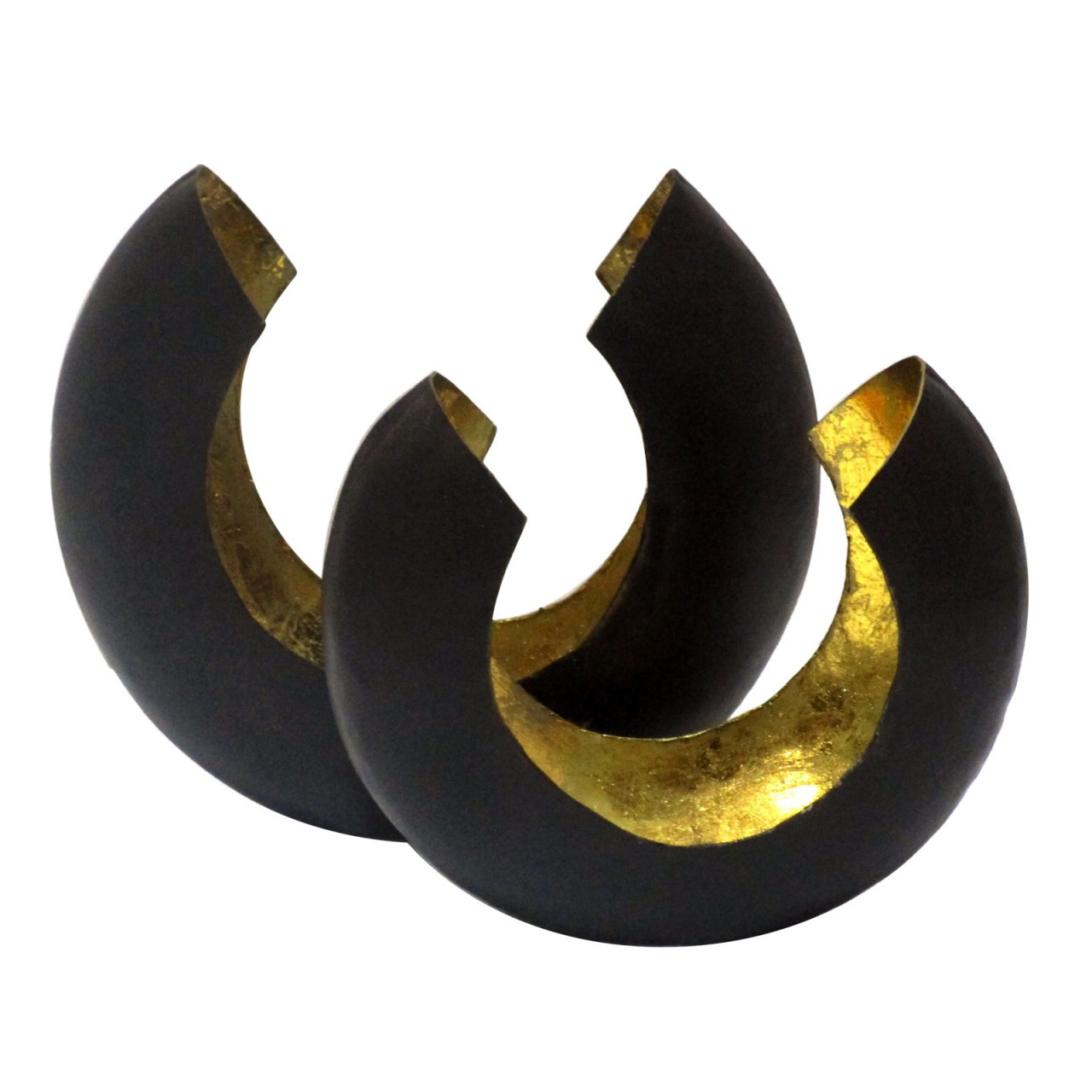 tinkaro Teelichthalter 2er-Set BETTY Metall Kerzenhalter Schwarz/Gold