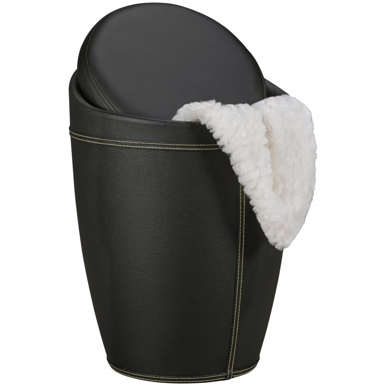 tinkaro Wäschebehälter EDDIE Kunstleder Wäschekorb Schwarz