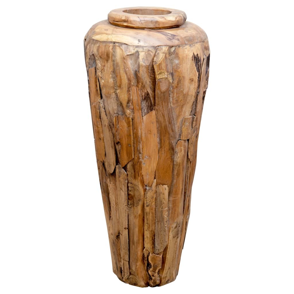 tinkaro Standvase JEMIRA Massivholz Teak XXL-Dekovase Braun