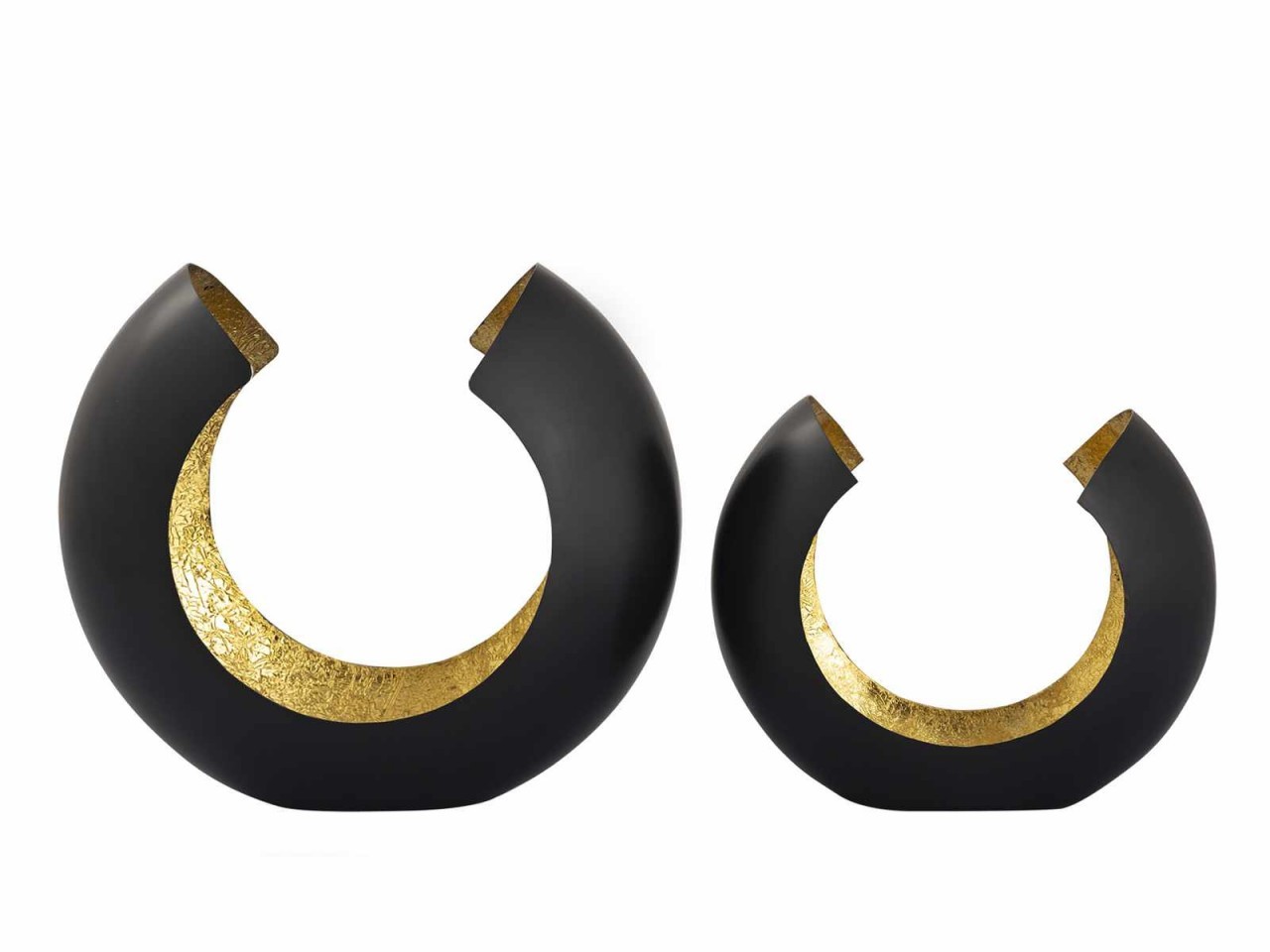 tinkaro Windlichter 2-teilig AMAT Metallblech  Teelichthalter Schwarz/Gold