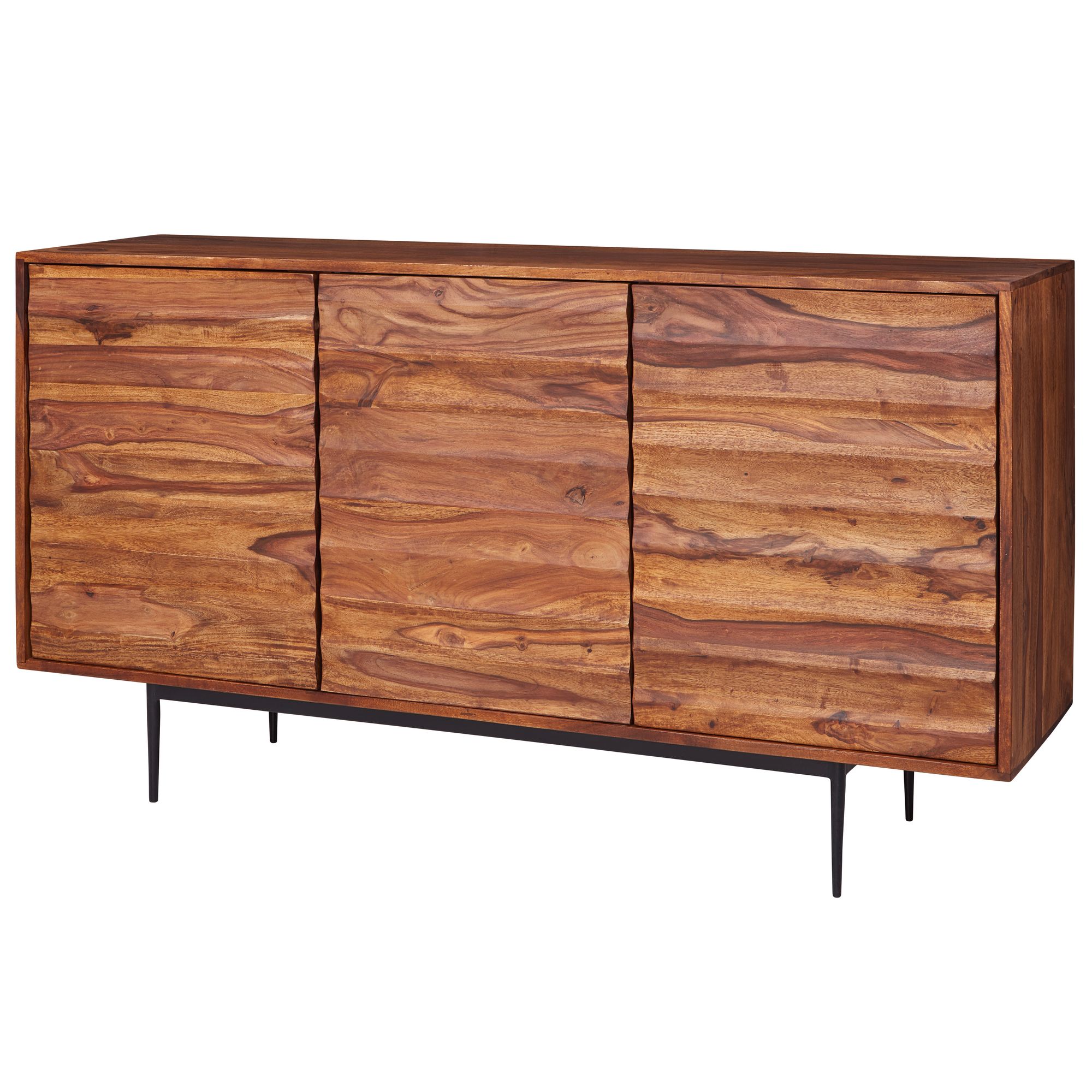 WOHNLING Sideboard Sheesham Massivholz 150x81x41 cm Landhaus Kommode | Design Anrichte Groß
