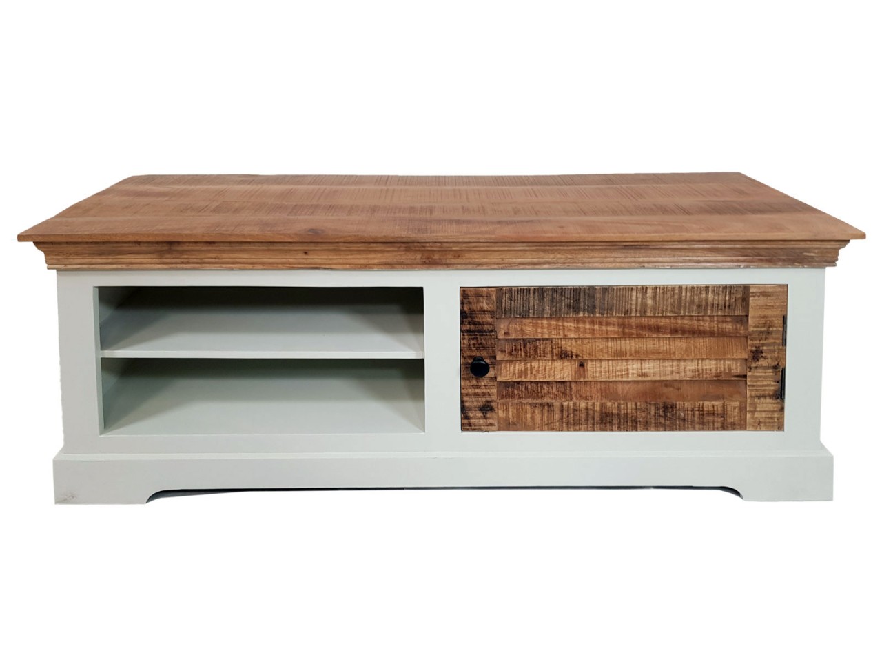 tinkaro TV Lowboard ARTORANA Mangoholz TV Schrank Weiß/Natur