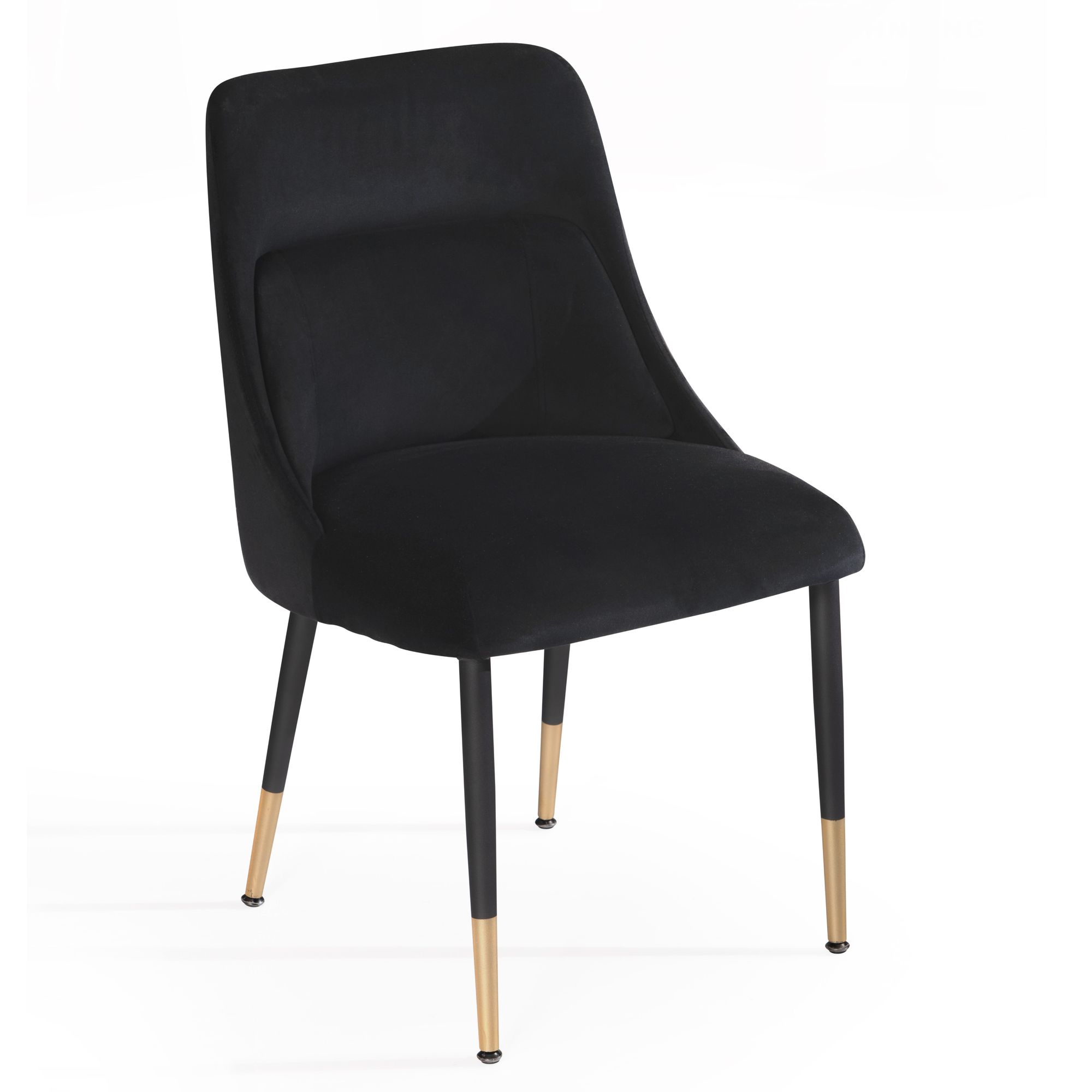 Wohnling Esszimmerstuhl Samt Schwarz Küchenstuhl mit Metallbeinen