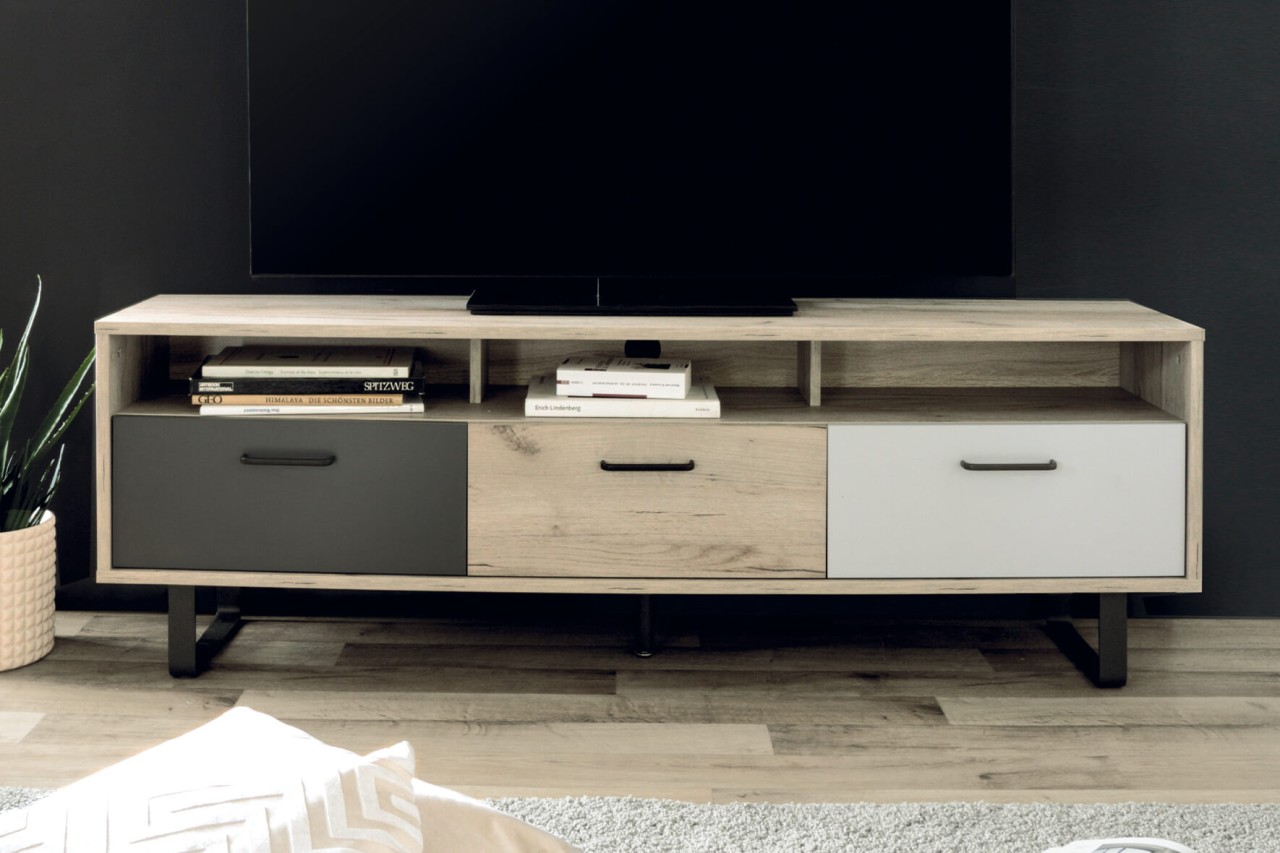finori TV-Board Orlando 160 cm Dekor Grey Craft Oak Farbmix Lowboard