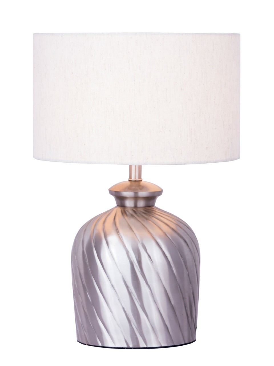 tinkaro Tischlampe SEON Baumwolle/Leinengemisch/Metall Tischleuchte Silber