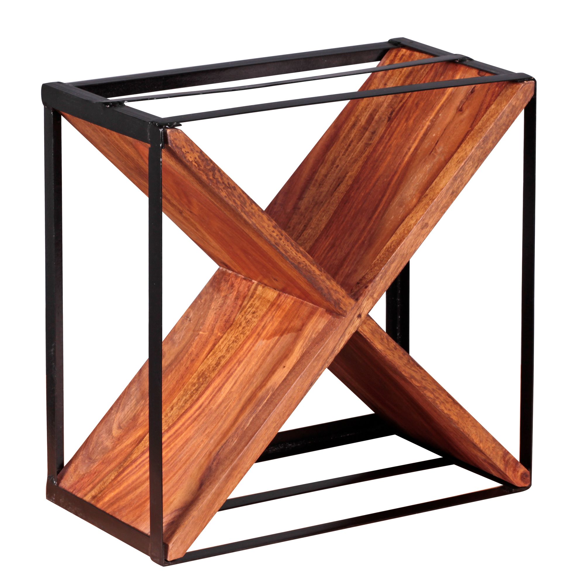 WOHNLING Weinregal AKOLA Massiv-Holz Sheesham Flaschenregal Standregal für ca. 16 Flaschen