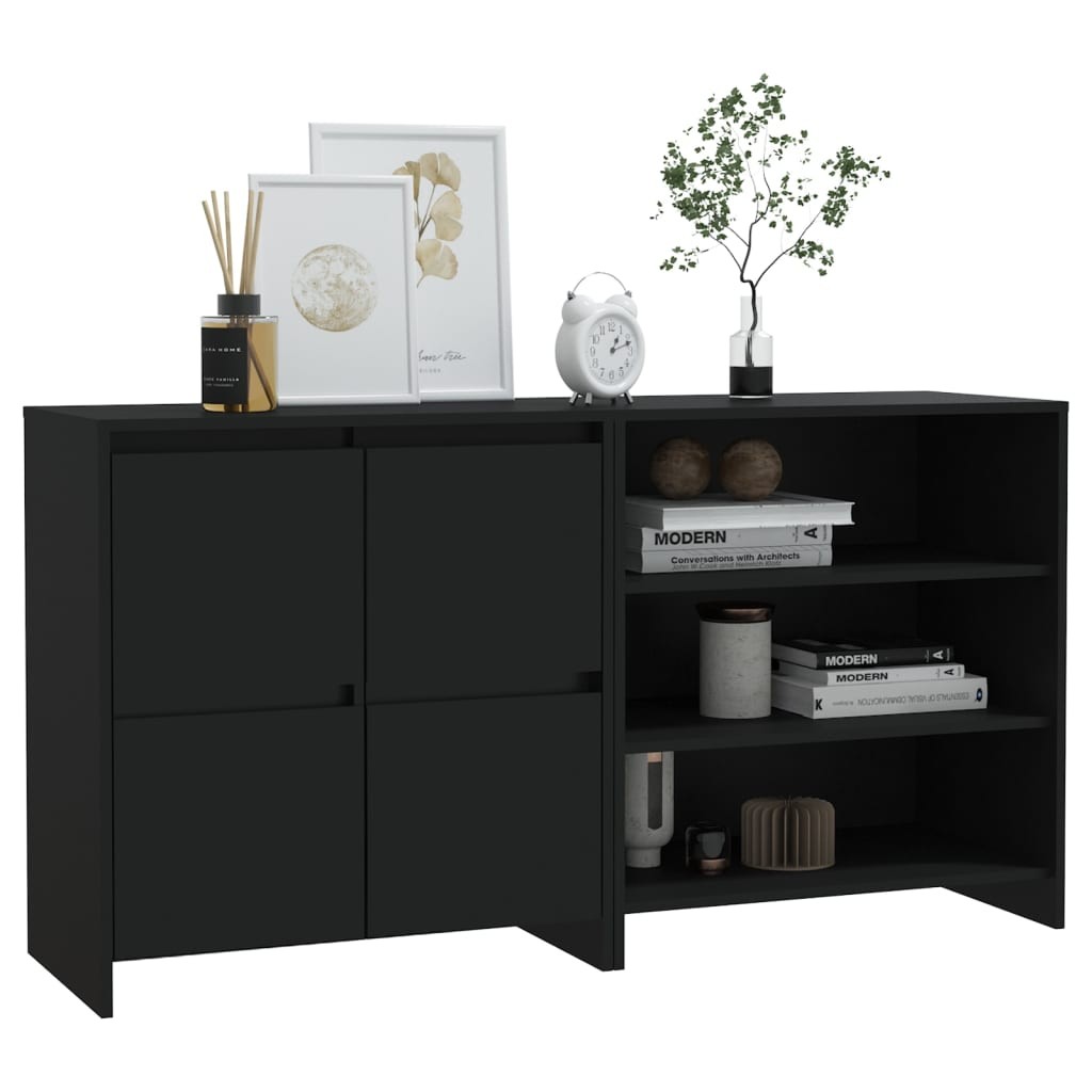 tinkaro 2-tlg. Kommode OSWIN Holzwerkstoff Sideboards Schwarz