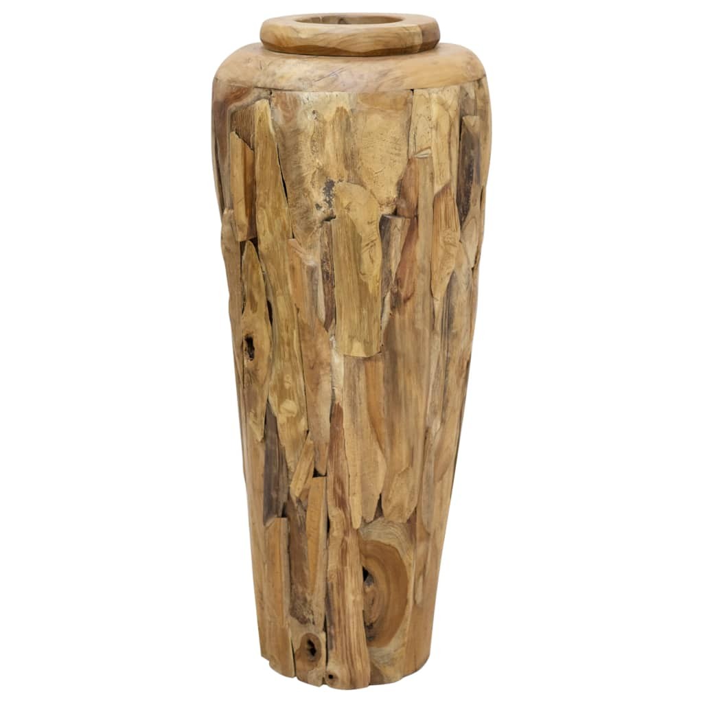 tinkaro Deko-Vase GIZUR Massivholz Teak Stand-Vase Braun
